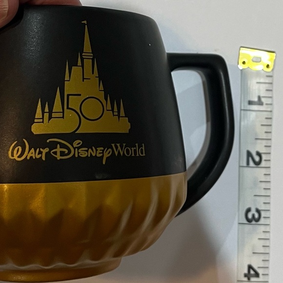 STARBUCKS DISNEY WORLD PARKS 50TH anniversary coffee mug cup black gold studded - Picture 9 of 11